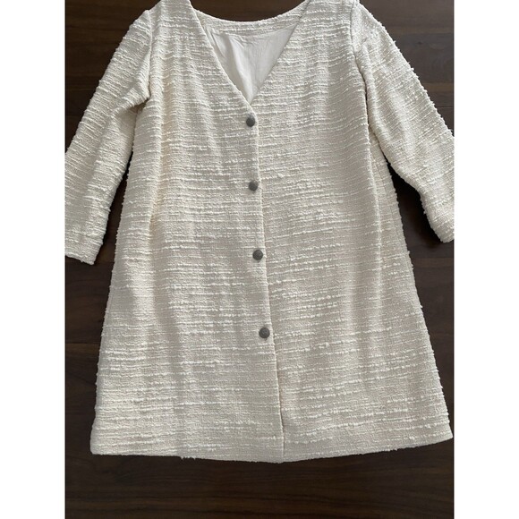 Ba&sh Lady Dress Cotton Elegant Cream Textured Tweed Dress XL Quiet Lux Formal - Picture 5 of 11